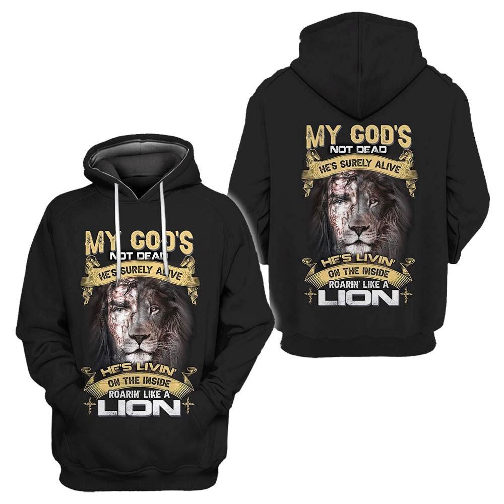 God’s Living On The Inside Roarin Like A Lion God 3D Hoodie For Man And Women, Jesus Printed 3D Hoodie