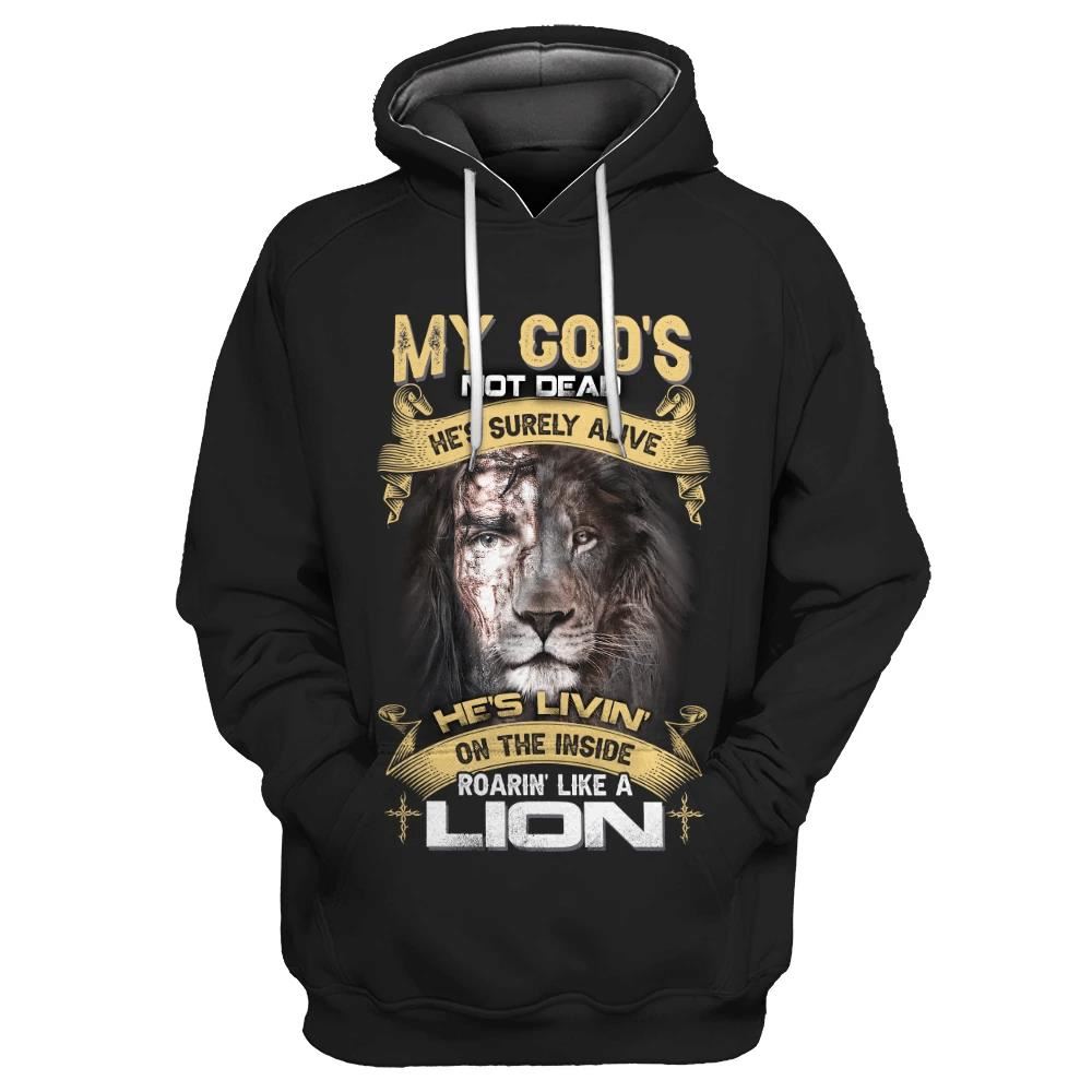 God’s Living On The Inside Roarin Like A Lion God 3D Hoodie For Man And Women, Jesus Printed 3D Hoodie