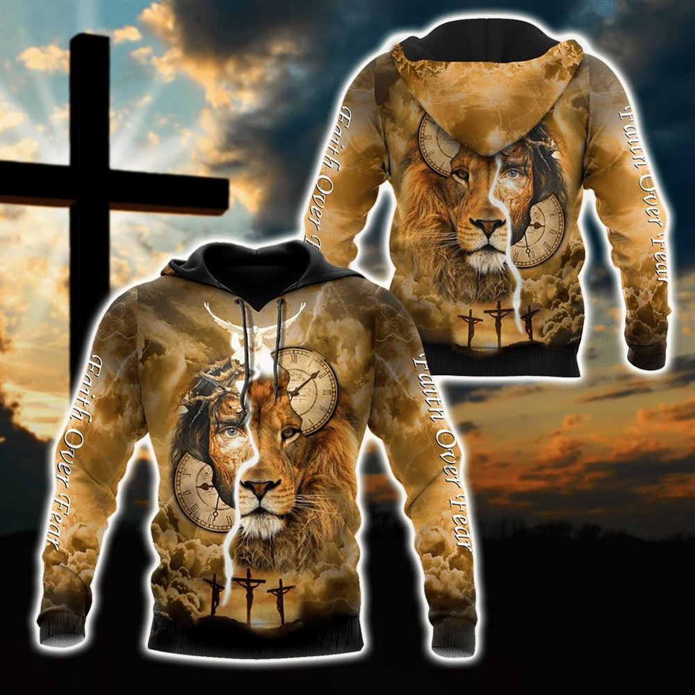 Failth Over Fear Lion Jesus God 3D Hoodie For Man And Women, Jesus Printed 3D Hoodie Failth Over Fear Lion Jesus God 3D Hoodie For Man And Women, Jesus Printed 3D Hoodie