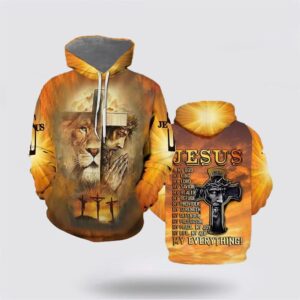 The Lion Jesus Christ Pray Jesus Is My God My King 3D Hoodies For Women Men, God 3D Printed Hoodie, Christian Apparel Hoodies