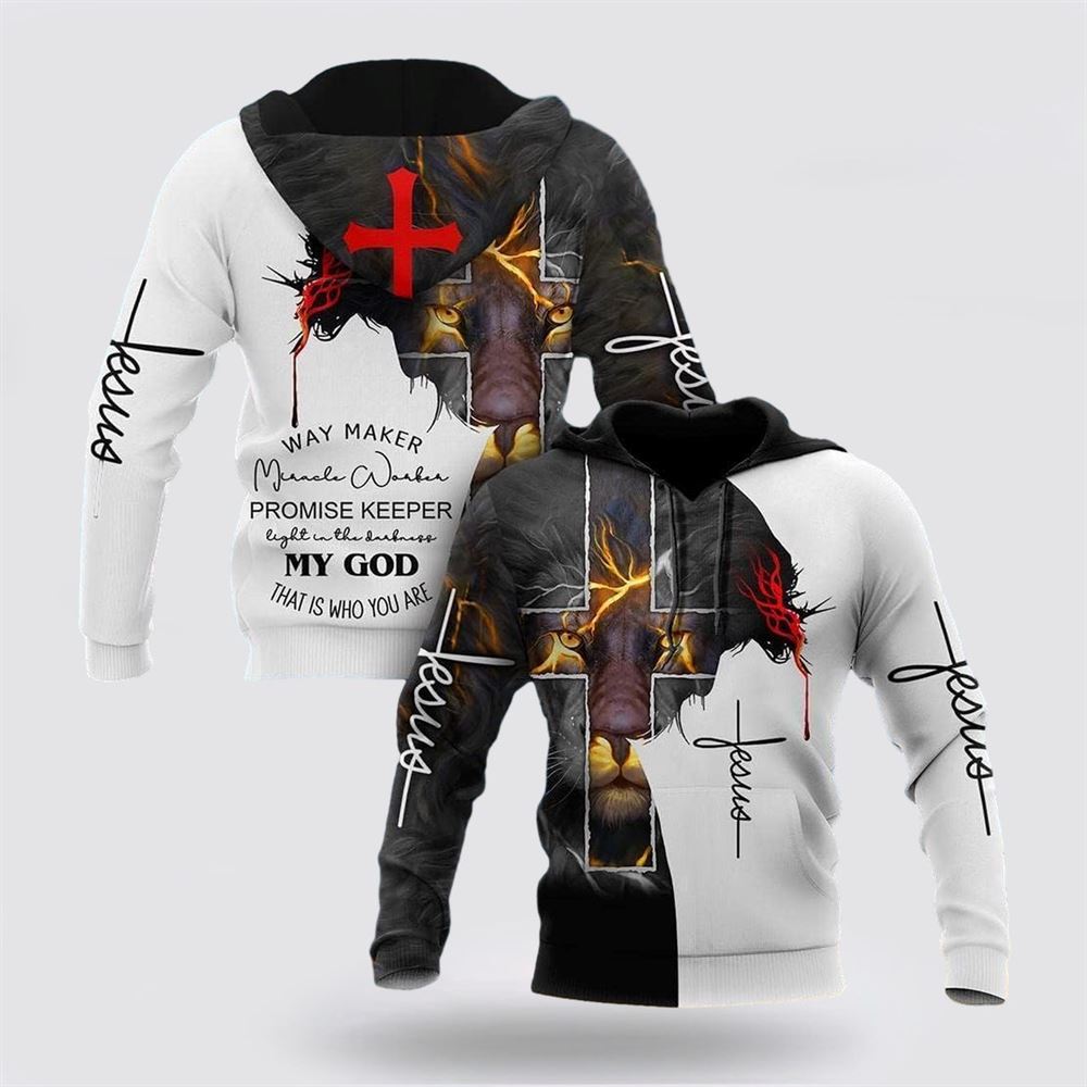 The Lion Cross Way Maker Miracle Worker Promise Keeper 3D Hoodies For Women Men, God 3D Printed Hoodie, Christian Apparel Hoodies The Lion Cross Way Maker Miracle Worker Promise Keeper 3D Hoodies For Women Men, God 3D Printed Hoodie, Christian Apparel Hoodies