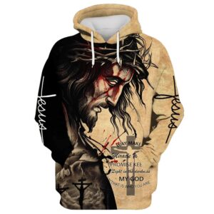 The Face Of Jesus, Way Maker Miracle Worker Promise Keeper My God Hoodie For Men & Women, God 3D Printed Hoodie, Christian Apparel Hoodies