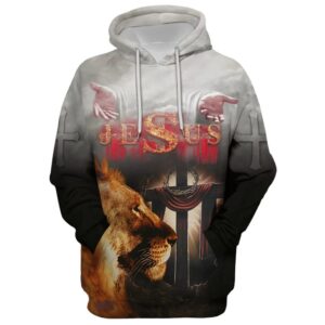 Take My Hand, Jesus The Cross Lion Of Judah Hoodie For Men & Women, God 3D Printed Hoodie, Christian Apparel Hoodies