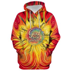 Sunflower God Says You Are Hoodie For Men & Women, God 3D Printed Hoodie, Christian Apparel Hoodies
