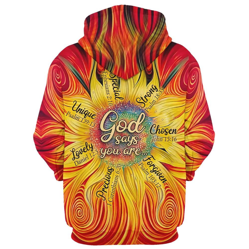 Sunflower God Says You Are Hoodie For Men & Women, God 3D Printed Hoodie, Christian Apparel Hoodies