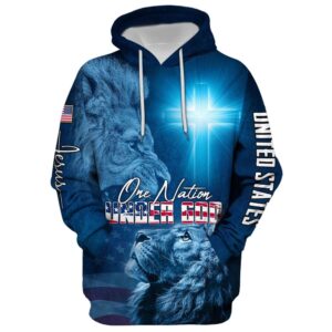 One Nation Under God Hoodie For Men & Women, God 3D Printed Hoodie, Christian Apparel Hoodies