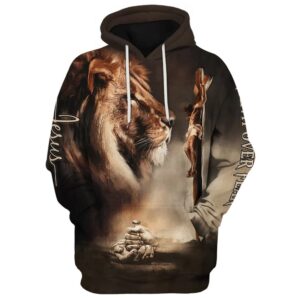 Nail The Hand Of Jesus And Lion Hoodies Jesus Hoodie Men & Women, God 3D Printed Hoodie, Christian Apparel Hoodies
