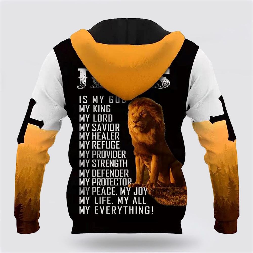 Lion Yellow Cross Jesus Is My God 3D Hoodies For Women Men, God 3D Printed Hoodie, Christian Apparel Hoodies Lion Yellow Cross Jesus Is My God 3D Hoodies For Women Men, God 3D Printed Hoodie, Christian Apparel Hoodies