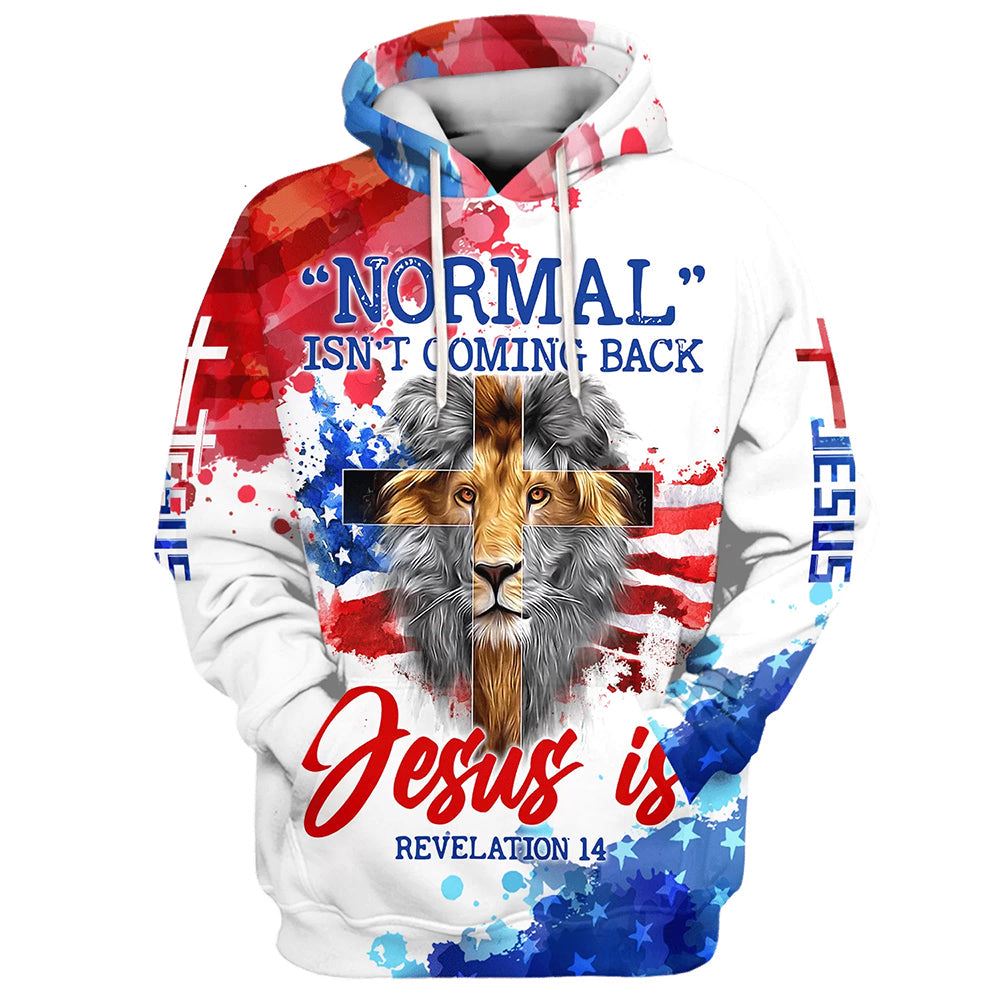Lion Cross Normal Isn’t Coming Back Jesus Is Hoodies Jesus Hoodie Men & Women, God 3D Printed Hoodie, Christian Apparel Hoodies