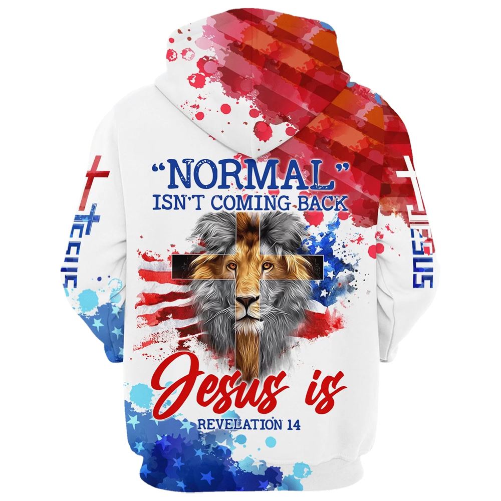 Lion Cross Normal Isn’t Coming Back Jesus Is Hoodies Jesus Hoodie Men & Women, God 3D Printed Hoodie, Christian Apparel Hoodies