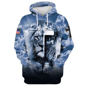 Jesus, Lion And Cross Hoodie For Men & Women, God 3D Printed Hoodie, Christian Apparel Hoodies