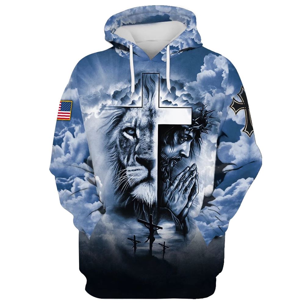 Jesus, Lion And Cross Hoodie For Men & Women, God 3D Printed Hoodie, Christian Apparel Hoodies Jesus, Lion And Cross Hoodie For Men & Women, God 3D Printed Hoodie, Christian Apparel Hoodies