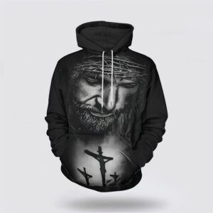 Jesus With Crown Of Thorns 3D Hoodies For Women Men, God 3D Printed Hoodie, Christian Apparel Hoodies
