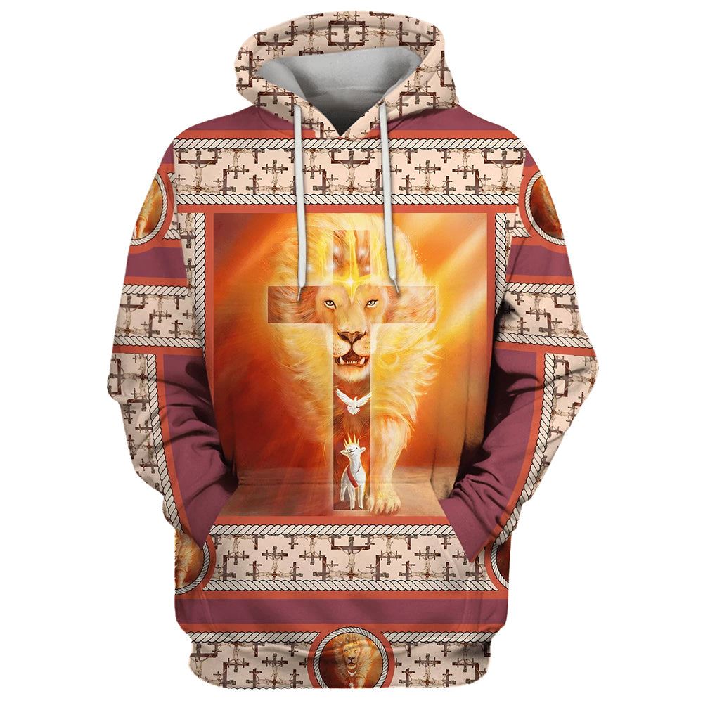 Jesus Onthe Cross God Lion Lamb Dove Hoodies Jesus Hoodie Men & Women, God 3D Printed Hoodie, Christian Apparel Hoodies