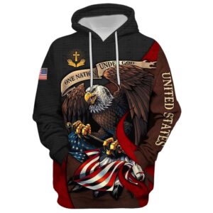 Jesus One Nation Under God American Flag Hoodie For Men & Women, God 3D Printed Hoodie, Christian Apparel Hoodies