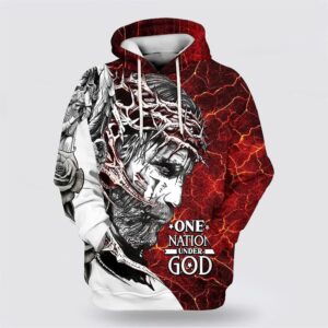 Jesus One Nation Under God 3D Hoodies For Women Men, God 3D Printed Hoodie, Christian Apparel Hoodies