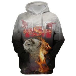Jesus Lion And Lamb, The Hand Of Jesus Hoodie For Men & Women, God 3D Printed Hoodie, Christian Apparel Hoodies