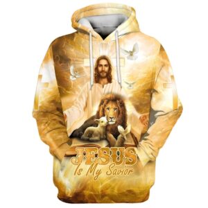 Jesus Is My Savior Hoodie Jesus Lion Sheep Dove 3D Hoodies Jesus Hoodie Men & Women, God 3D Printed Hoodie, Christian Apparel Hoodies