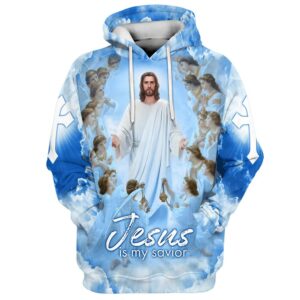 Jesus Is My Savior Hoodie Jesus And Angels 3D Hoodies Jesus Hoodie Men & Women, God 3D Printed Hoodie, Christian Apparel Hoodies