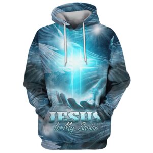 Jesus Is My Savior Hoodie Hand Holding Cross Hoodies Jesus Hoodie Men & Women, God 3D Printed Hoodie, Christian Apparel Hoodies