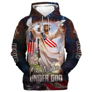 Jesus Dove Hoodie One Nation Under God Hoodies Jesus Hoodie Men & Women, God 3D Printed Hoodie, Christian Apparel Hoodies