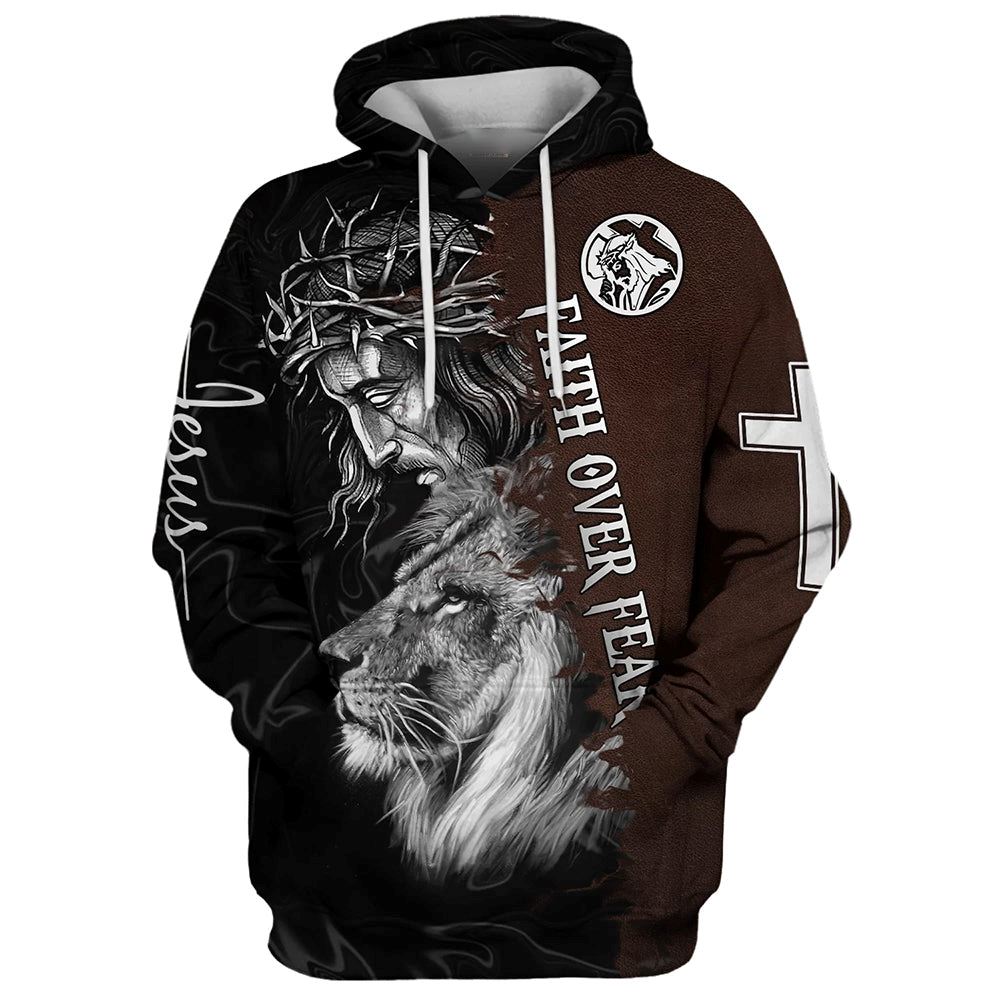 Jesus Crown Of Thorns And Lion Hoodie Faith Over Fear Hoodies Jesus Hoodie Men & Women, God 3D Printed Hoodie, Christian Apparel Hoodies Jesus Crown Of Thorns And Lion Hoodie Faith Over Fear Hoodies Jesus Hoodie Men & Women, God 3D Printed Hoodie, Christian Apparel Hoodies