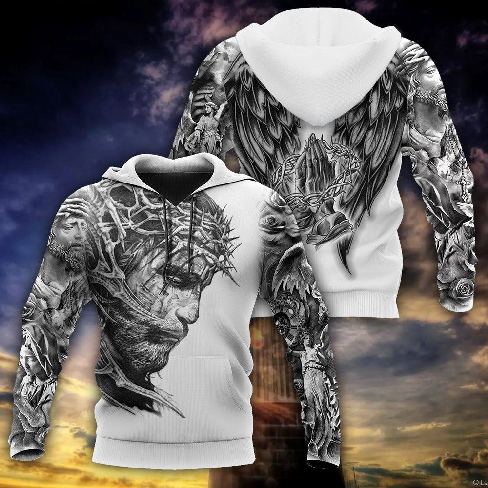 Jesus Christ With Wings Tattoo Hoodie Men & Women, God 3D Printed Hoodie, Christian Apparel Hoodies Jesus Christ With Wings Tattoo Hoodie Men & Women, God 3D Printed Hoodie, Christian Apparel Hoodies