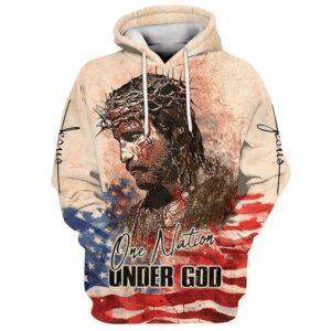 Jesus Christ One Nation Under God Hoodies Jesus Hoodie Men & Women, God 3D Printed Hoodie, Christian Apparel Hoodies
