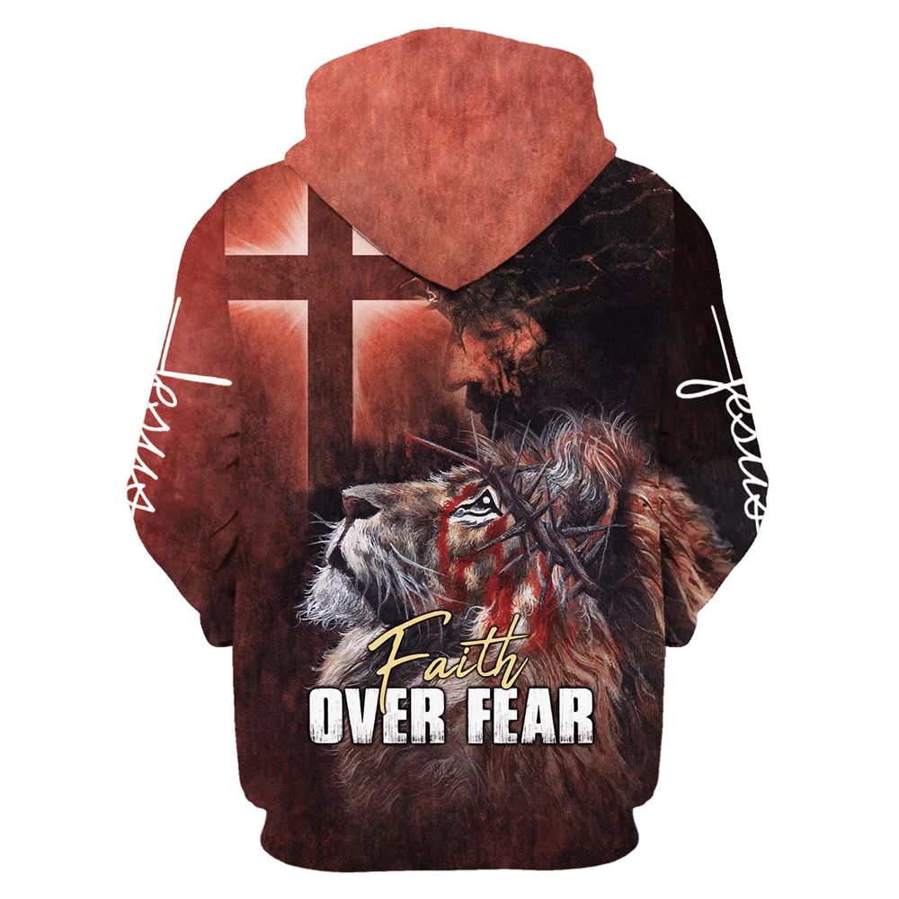 Jesus And Lion, Faith Over Fear Hoodie For Men & Women, God 3D Printed Hoodie, Christian Apparel Hoodies Jesus And Lion, Faith Over Fear Hoodie For Men & Women, God 3D Printed Hoodie, Christian Apparel Hoodies