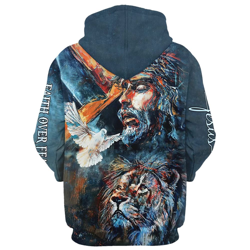 Jesus And Lion Of Judah, Faith Over Fear Hoodie For Men & Women, God 3D Printed Hoodie, Christian Apparel Hoodies Jesus And Lion Of Judah, Faith Over Fear Hoodie For Men & Women, God 3D Printed Hoodie, Christian Apparel Hoodies