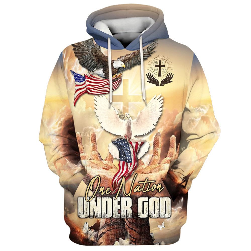 Hand Jesus One Nation Under God Hoodies Jesus Hoodie Men & Women, God 3D Printed Hoodie, Christian Apparel Hoodies