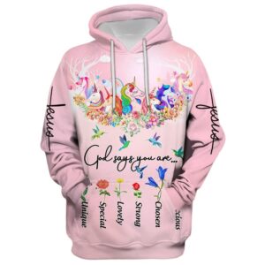 God Say You Are 3D All Over Print, Unicorn And Hummingbird Hoodie For Men & Women, God 3D Printed Hoodie, Christian Apparel Hoodies