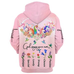 God Say You Are 3D All Over Print Unicorn And Hummingbird Hoodie For Men Women God 3D Printed Hoodie Christian Apparel Hoodies 2 vjcoq2.jpg