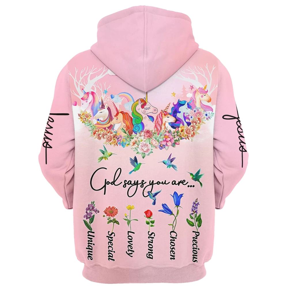 God Say You Are 3D All Over Print, Unicorn And Hummingbird Hoodie For Men & Women, God 3D Printed Hoodie, Christian Apparel Hoodies
