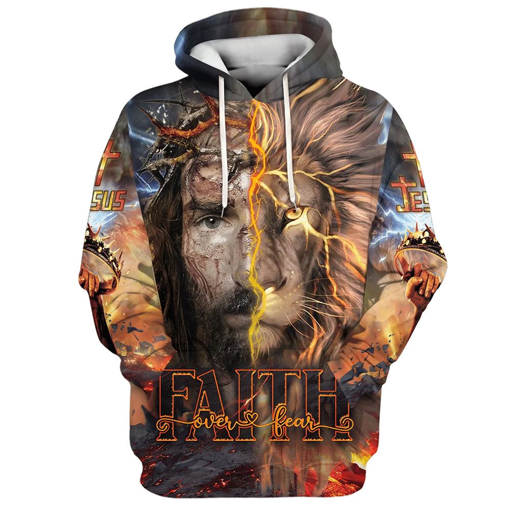 Faith Over Fear Jesus Lion Hoodies Jesus Hoodie Men & Women, God 3D Printed Hoodie, Christian Apparel Hoodies Faith Over Fear Jesus Lion Hoodies Jesus Hoodie Men & Women, God 3D Printed Hoodie, Christian Apparel Hoodies