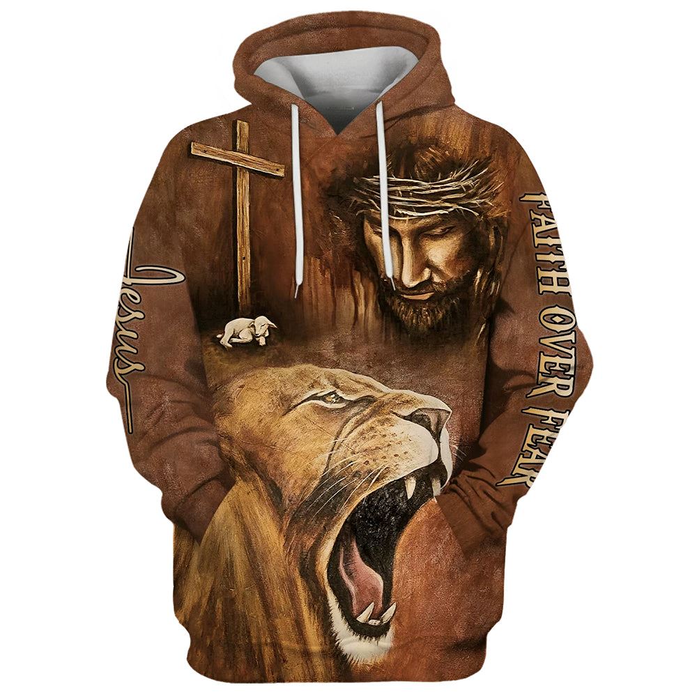 Faith Over Fear Hoodie For Men & Women, God 3D Printed Hoodie, Christian Apparel Hoodies