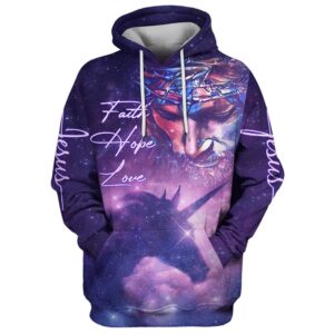 Faith Hope Love Jesus Purple Horse 3D Hoodies Jesus Hoodie Men & Women, God 3D Printed Hoodie, Christian Apparel Hoodies