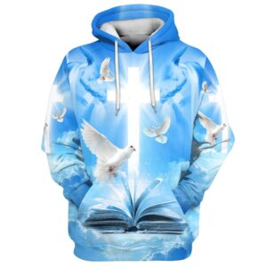 Christian Cross, Bible And Dove 3D Hoodies Men & Women, God 3D Printed Hoodie, Christian Apparel Hoodies
