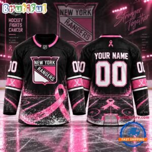 NHL New York Rangers Pink Fights Breast Cancer 2026 Personalized Hockey Jersey