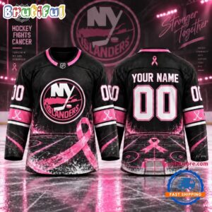 NHL New York Islanders Pink Fights Breast Cancer 2026 Personalized Hockey Jersey