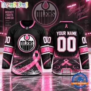 NHL Edmonton Oilers Pink Fights Breast Cancer 2026 Personalized Hockey Jersey