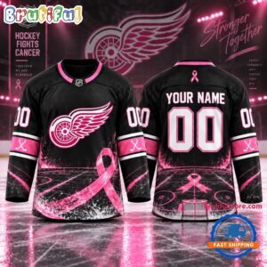 NHL Detroit Red Wings Pink Fights Breast Cancer 2026 Personalized Hockey Jersey
