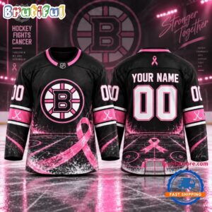 NHL Boston Bruins Pink Fights Breast Cancer 2026 Personalized Hockey Jersey