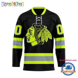 NHL Chicago Blackhawks Honoring Firefighters Lace Hockey Jersey