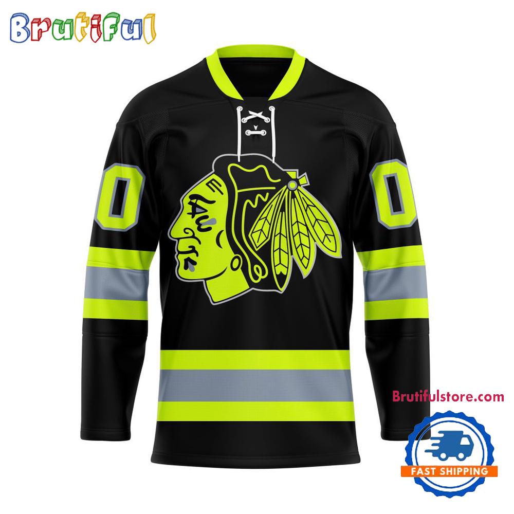 NHL Chicago Blackhawks Honoring Firefighters Lace Hockey Jersey NHL Chicago Blackhawks Honoring Firefighters Lace Hockey Jersey