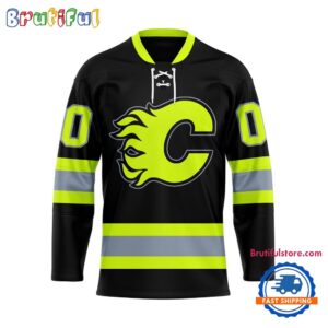 NHL Calgary Flames Honoring Firefighters Lace Hockey Jersey