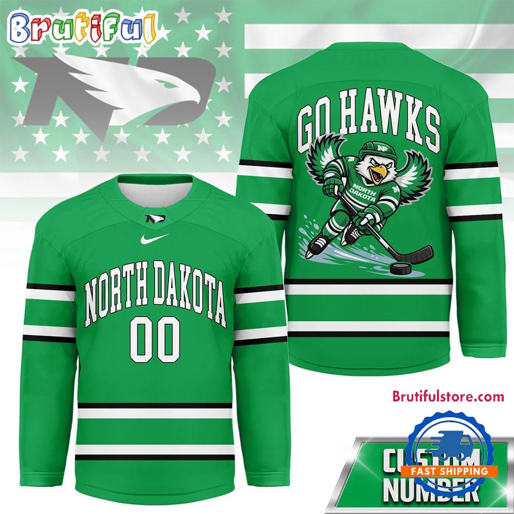North Dakota Fighting Hawks 2026 NCAA Game Day Hockey Jersey North Dakota Fighting Hawks 2026 NCAA Game Day Hockey Jersey