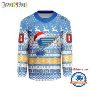 St. Louis Blues 2026 NHL Christmas Personalized Hockey Jersey Design