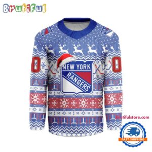 New York Rangers 2026 NHL Christmas Personalized Hockey Jersey Design