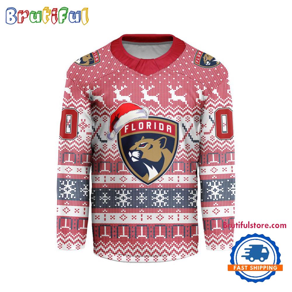 Florida Panthers 2026 NHL Christmas Personalized Hockey Jersey Design Florida Panthers 2026 NHL Christmas Personalized Hockey Jersey Design